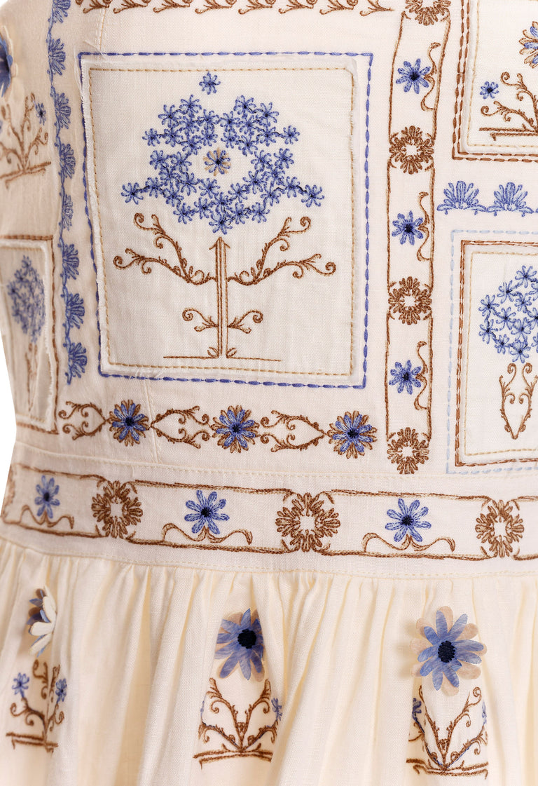 lima chivas embroidered linen mini dress by aqua